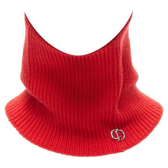 Christian Dior wool CD logo charm ribbed neck warmer collar - Picture 1 of 6